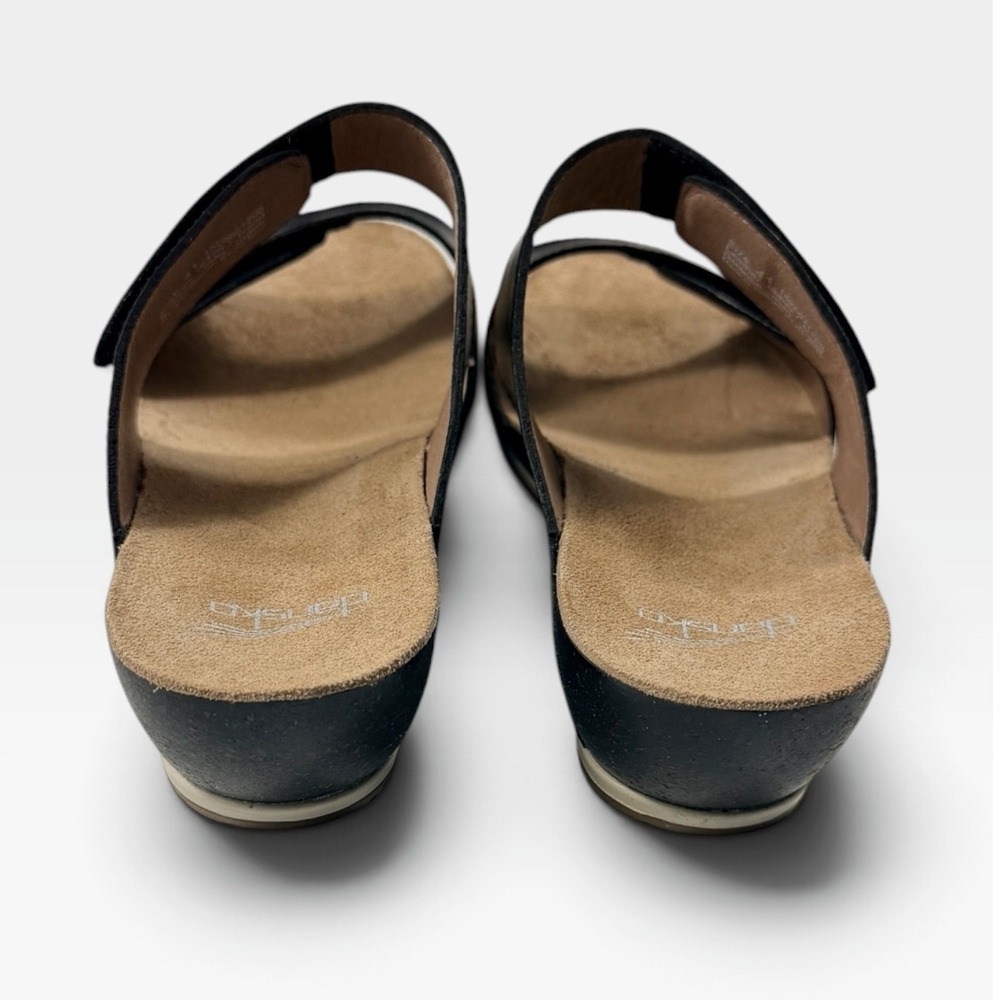 Dansko Vienna Slide Sandal Womens 41 Black Full Grain Leather Wedge NEW - Picture 5 of 12